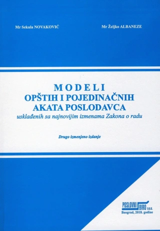 modeli opštih i pojedinačnih akata poslodavca sekula novaković 