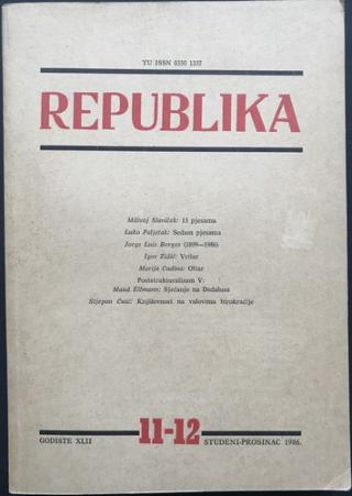 republika 11 12 1986 časopis za književnost  
