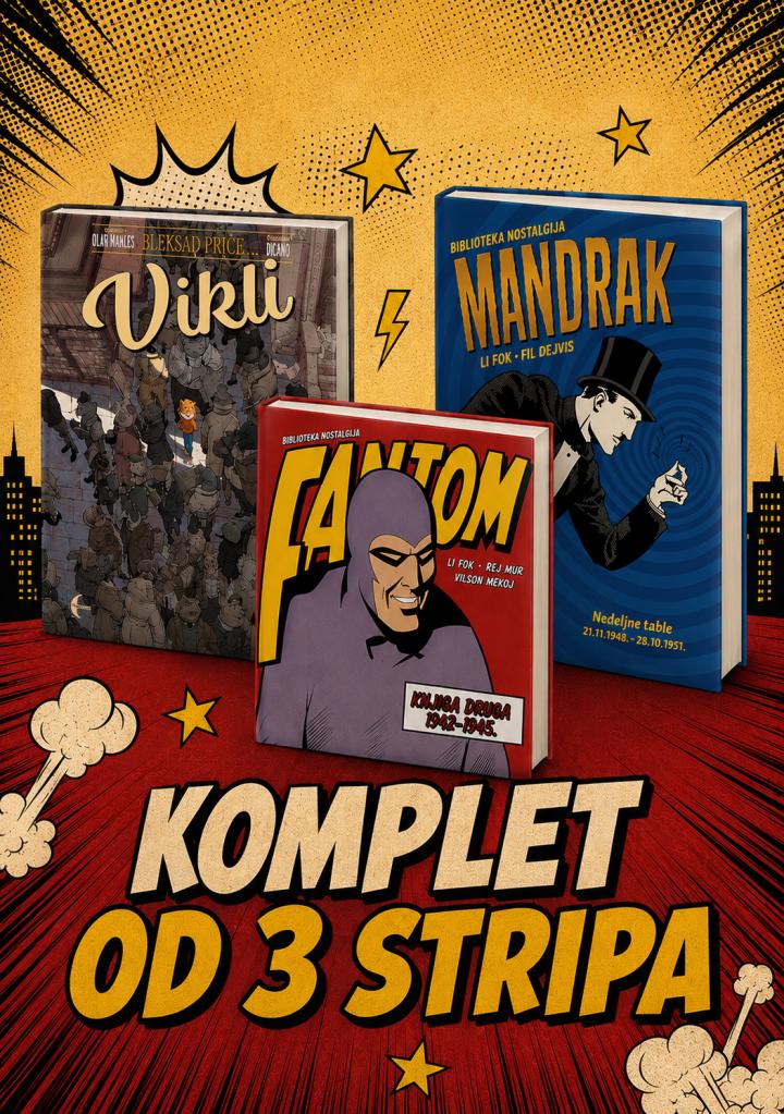 komplet od 3 stripa mandrak, fantom, vikli 