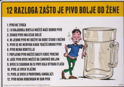 12 RAZLOGA ZAŠTO JE PIVO BOLJE OD ŽENE