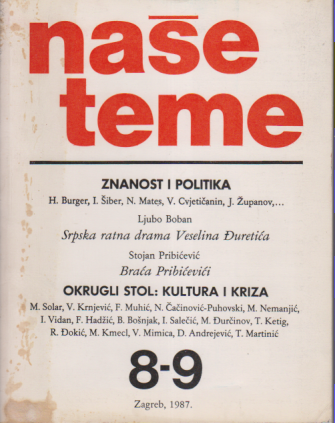 ZNANOST I POLITIKA - KULTURA I KRIZA
