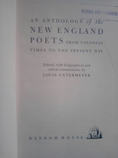 An anthology of the New England poets from colonial times to the present day